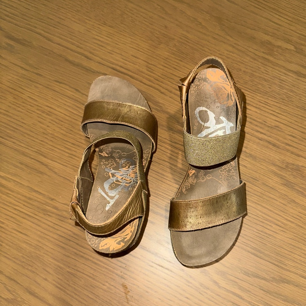 OTBT Gold Wedge Sandals